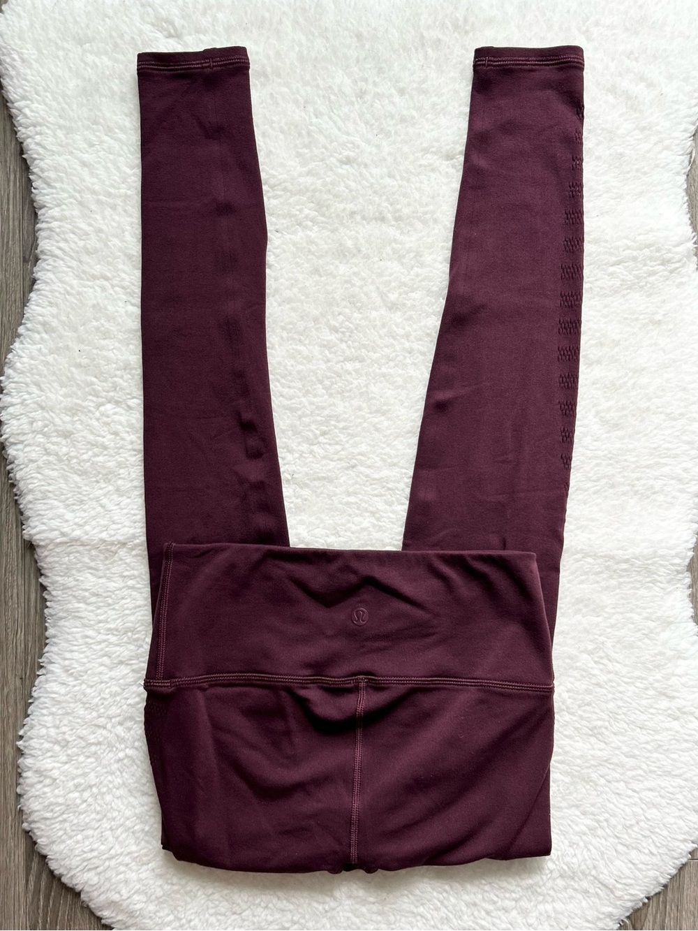 Lululemon Reveal 7/8 Dark Adobe Maroon Stripes Tight Legging